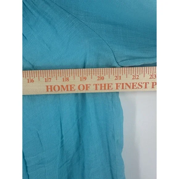 Zac & Rachel Turquoise Boho Baby Doll Beachy Peasant Bell Sleeve Flowy BB18 - Picture 4 of 8